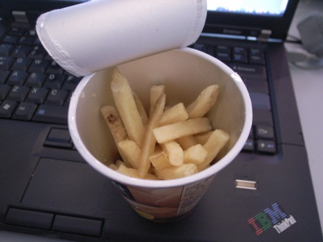 Suddenly, Jagabee turns into McDonalds french fries!